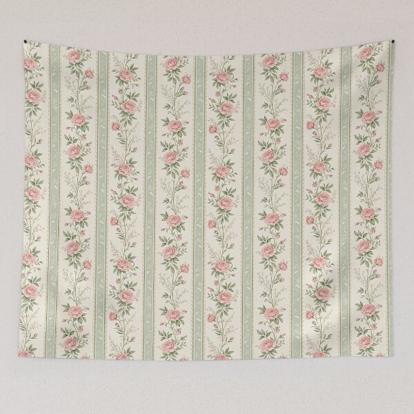 Item preview, Rosy Columns – Stripes, Scallops & Vintage Bloom designed and sold by PatternFlux.