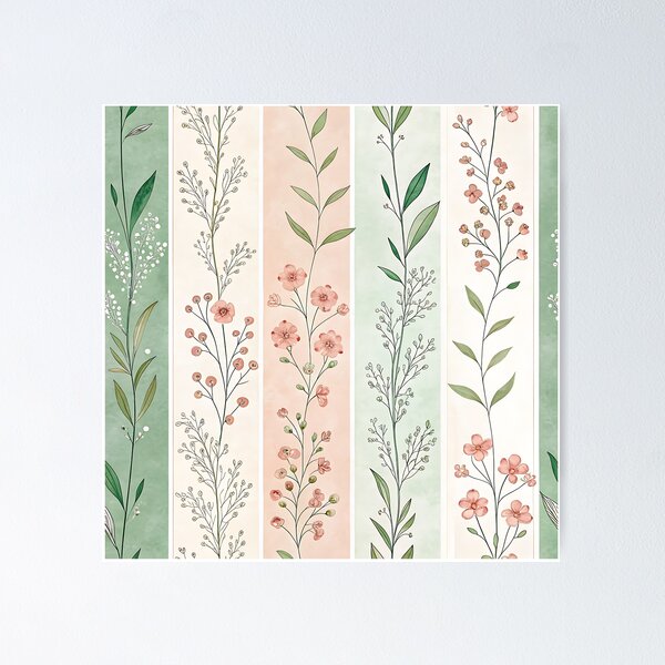 Item preview, Stripe Garden – Pastel Bands & Berry Bloom designed and sold by PatternFlux.