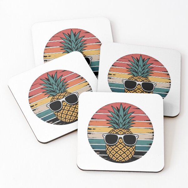 Item preview, Cool Pineapple with Sunglasses – Retro Sunset Tropical Illustration Art designed and sold by flagylART.