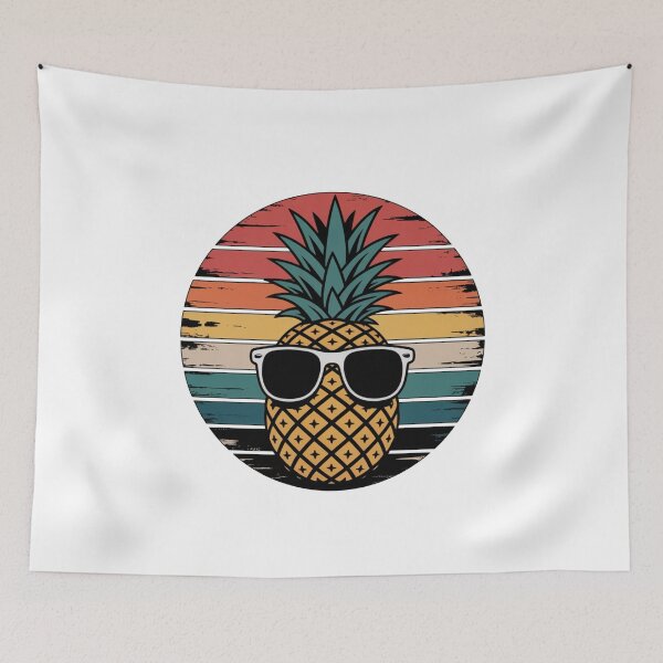 Item preview, Cool Pineapple with Sunglasses – Retro Sunset Tropical Illustration Art designed and sold by flagylART.