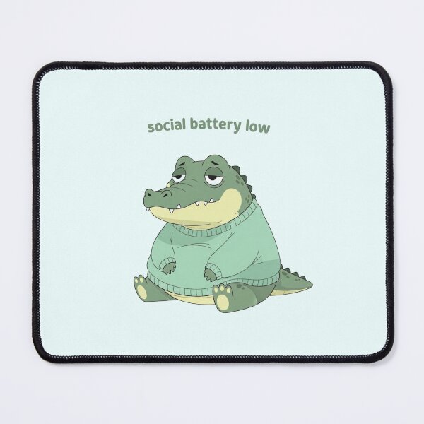 Item preview, Pastel Crocodile – “Social Battery Low” Relatable Cute Meme designed and sold by Moon's Arts.