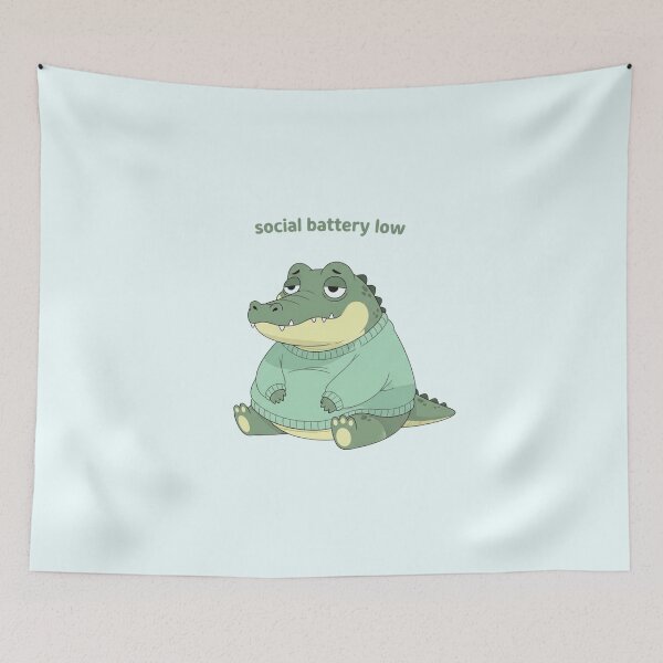 Item preview, Pastel Crocodile – “Social Battery Low” Relatable Cute Meme designed and sold by Moon's Arts.