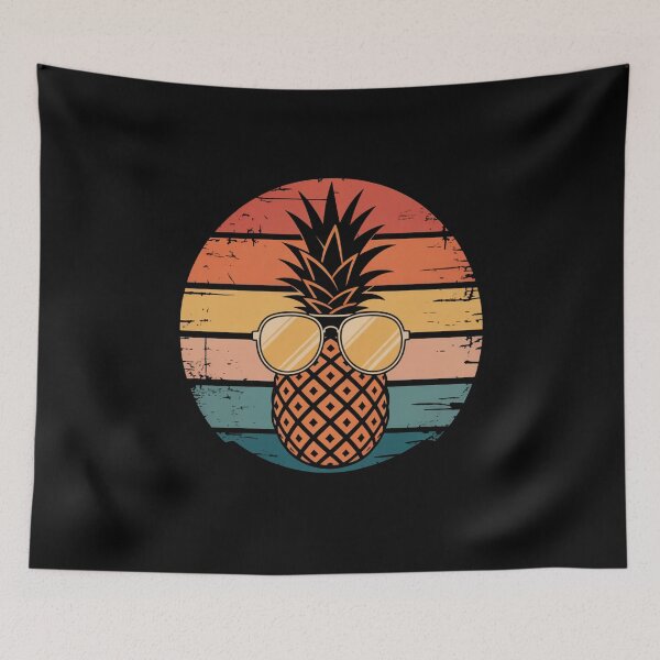 Item preview, Cool Pineapple with Sunglasses – Retro Sunset Tropical Illustration Art designed and sold by flagylART.
