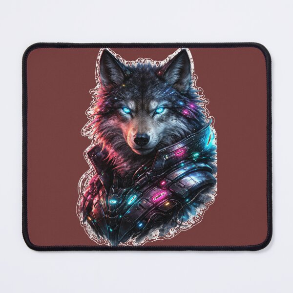 Item preview, Cyberpunk Wolf Sticker | Futuristic Neon Wolf Cyber Art designed and sold by RevieusaR.