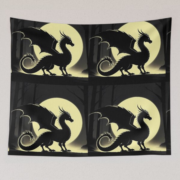 Item preview, Copy of Mystical Dragon Silhouette with Twisting Tail under Moonlit Sky Design designed and sold by NovaDigitalArt45.