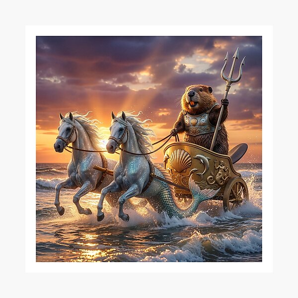 Item preview, Beaver Neptune in Drives His Sea Chariot designed and sold by Tridentulus.