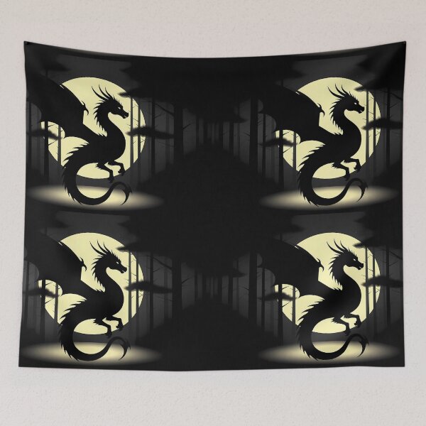 Item preview, Copy of Mystical Dragon Silhouette with Twisting Tail under Moonlit Sky Design designed and sold by NovaDigitalArt45.