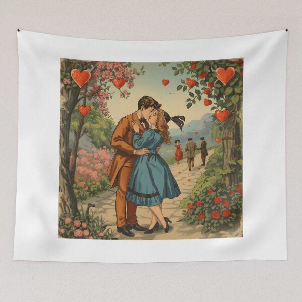 Item preview, A_vintage_Valentine_postcard_style_illustration_faded_colors_romantic_environmen designed and sold by MagicMaker1984.