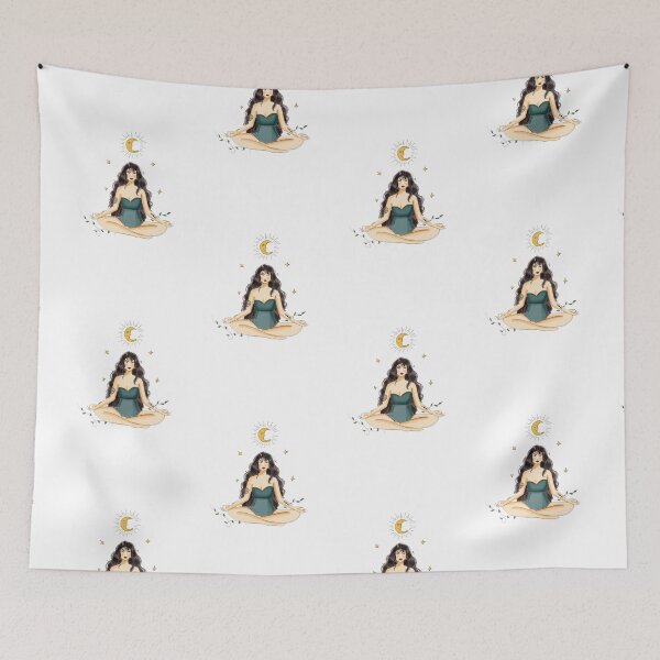 Item preview, meditation female illustration designed and sold by Meghaillustrat.