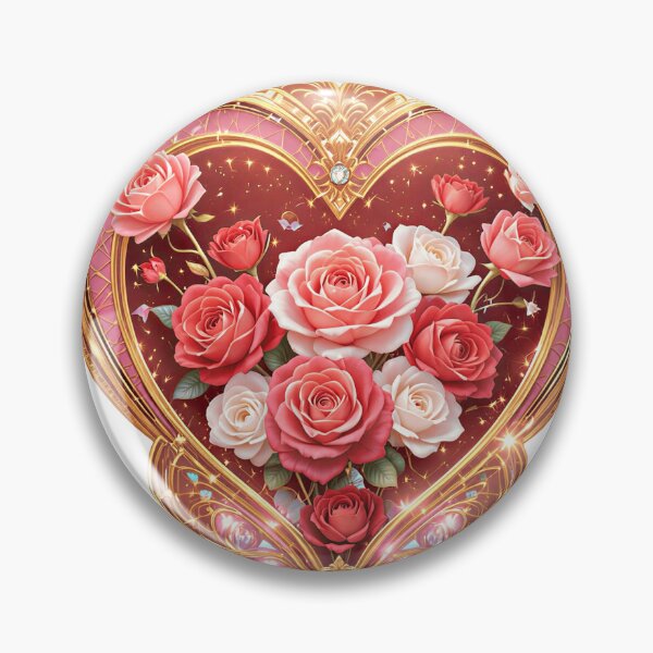 Item preview, Elegant Art Deco Rose Bouquet Valentine Heart Floral Art designed and sold by AQUILAKREO.