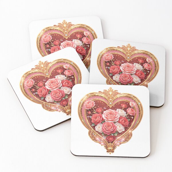 Item preview, Elegant Art Deco Rose Bouquet Valentine Heart Floral Art designed and sold by AQUILAKREO.