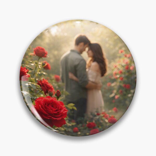 Item preview, Love expressed through eye contact in a soft close-up portrait in a rose flower garden designed and sold by MagicMaker1984.