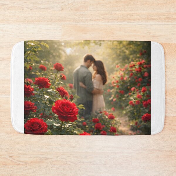 Item preview, Love expressed through eye contact in a soft close-up portrait in a rose flower garden designed and sold by MagicMaker1984.