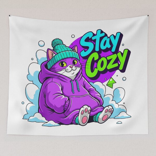 Item preview, Stay Cozy Neon Cat | Streetwear Purple Kitten Graphic designed and sold by LoveDesignMania.