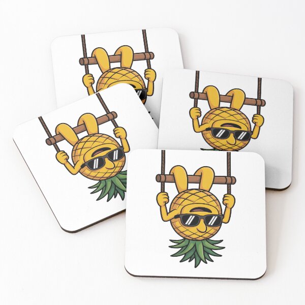 Item preview, Funny Upside Down Pineapple with Sunglasses – Playful Tropical Cartoon Illustration designed and sold by flagylART.