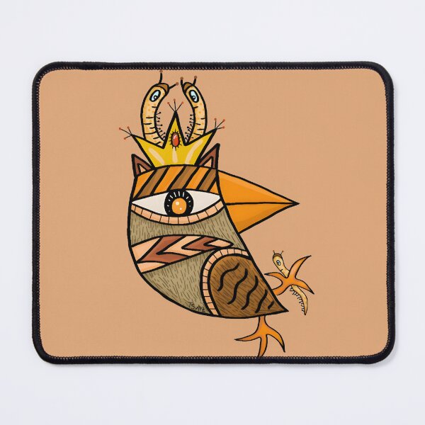 Item preview, The Crowned Watcher: Surreal Folk Art Bird designed and sold by Tsart23.