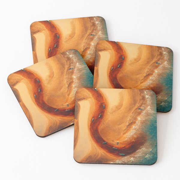 Item preview, Aerial Sandbar in Teal Sea designed and sold by druidwolfart.