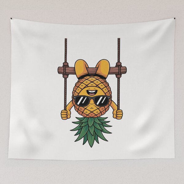 Item preview, Funny Upside Down Pineapple with Sunglasses – Playful Tropical Cartoon Illustration designed and sold by flagylART.