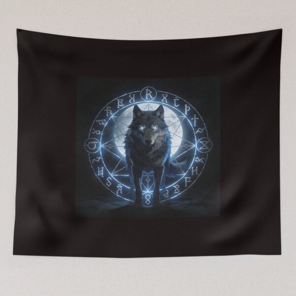 Artikelvorschau, Runenwolf – Nordischer Runenkreis-Wolfsgeist, Wikinger-Fantasy-Kunstgeschenk entworfen und verkauft von Spiritveil.