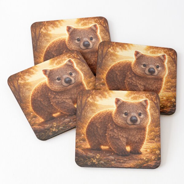 Item preview, Wombat at Golden Dusk – Whimsical Australian Wildlife Art designed and sold by GeoWild Designs.