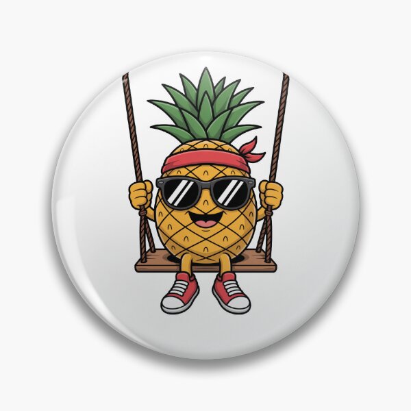 Item preview, Cool Pineapple on a Swing with Sunglasses – Fun Tropical Cartoon Illustration designed and sold by flagylART.