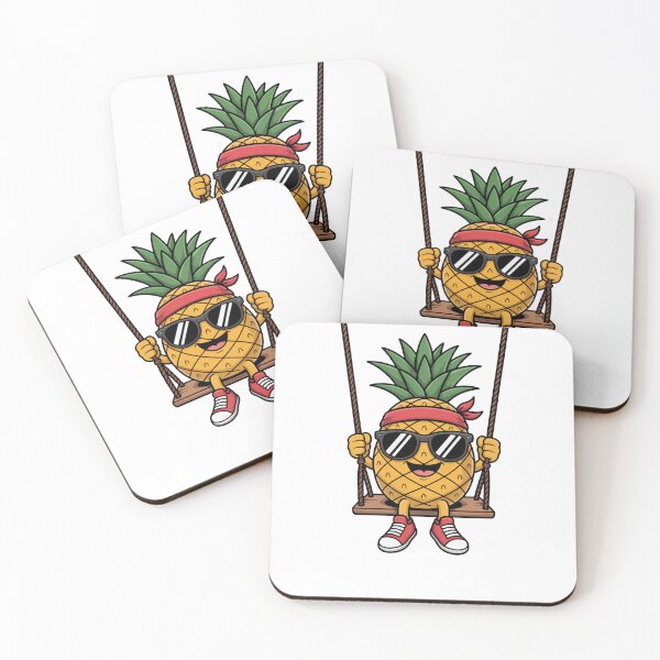 Item preview, Cool Pineapple on a Swing with Sunglasses – Fun Tropical Cartoon Illustration designed and sold by flagylART.