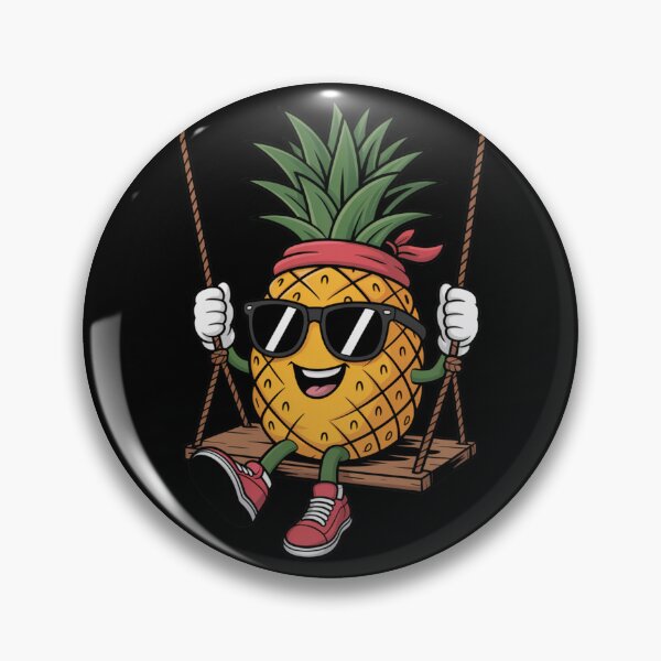 Item preview, Cool Pineapple on a Swing with Sunglasses – Fun Tropical Cartoon Illustration designed and sold by flagylART.