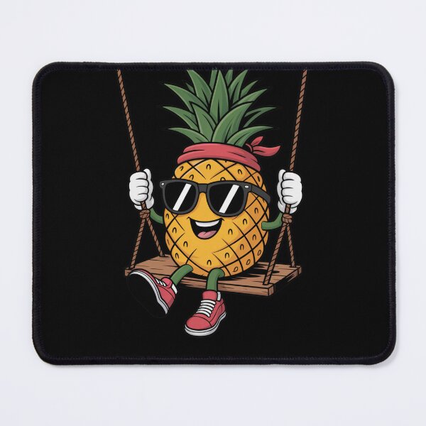 Item preview, Cool Pineapple on a Swing with Sunglasses – Fun Tropical Cartoon Illustration designed and sold by flagylART.