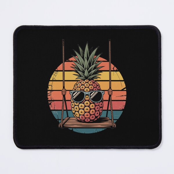 Item preview, Retro Pineapple on a Swing with Sunglasses – Vintage Sunset Tropical Art designed and sold by flagylART.