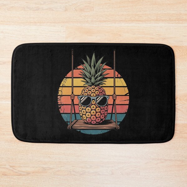 Item preview, Retro Pineapple on a Swing with Sunglasses – Vintage Sunset Tropical Art designed and sold by flagylART.