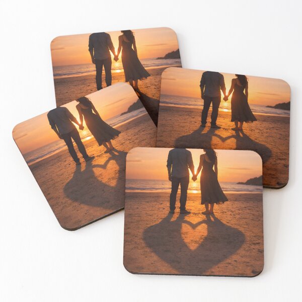 Item preview, A couple holding hands at sunset, their shadows forming a heart on the ground designed and sold by MagicMaker1984.