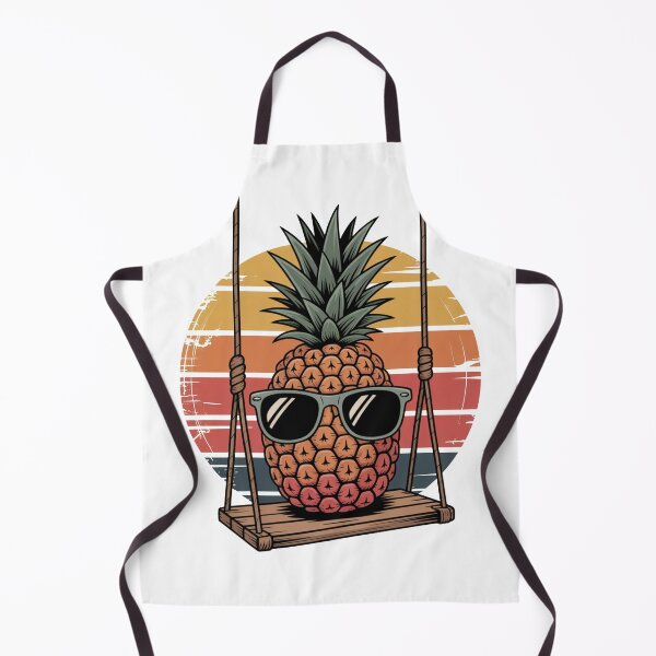 Item preview, Retro Pineapple on a Swing with Sunglasses – Vintage Sunset Tropical Art designed and sold by flagylART.