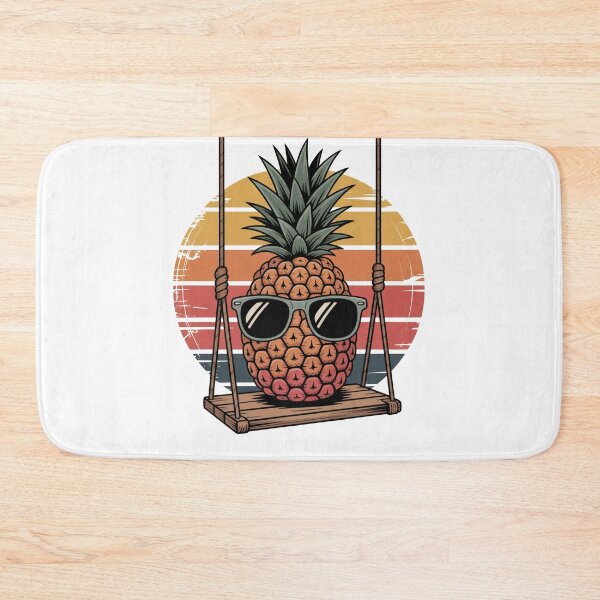 Item preview, Retro Pineapple on a Swing with Sunglasses – Vintage Sunset Tropical Art designed and sold by flagylART.