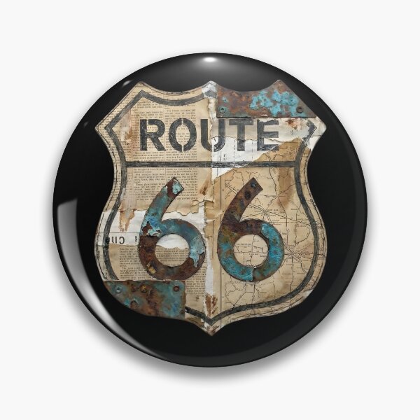 Item preview, Mixed Media Vintage Route 66 Collage Shield designed and sold by AeroNomad.