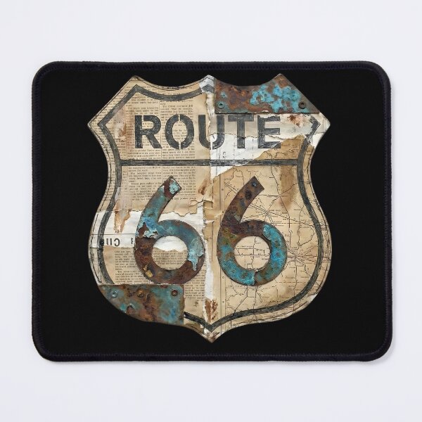 Item preview, Mixed Media Vintage Route 66 Collage Shield designed and sold by AeroNomad.