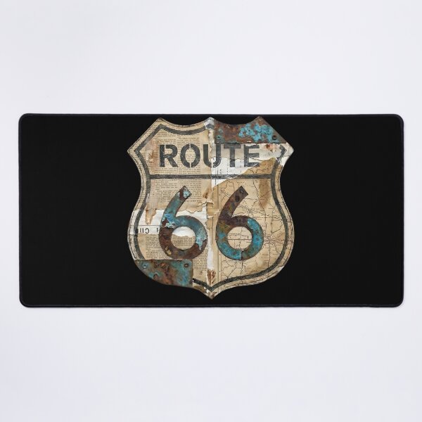 Item preview, Mixed Media Vintage Route 66 Collage Shield designed and sold by AeroNomad.