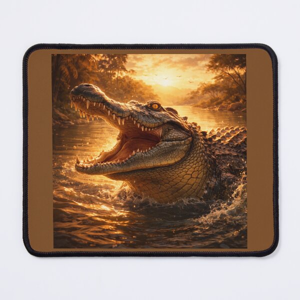 Item preview, Crocodile at Golden River – Powerful Wildlife Fantasy Art designed and sold by GeoWild Designs.