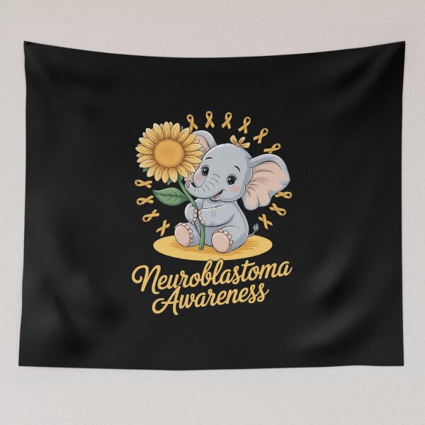 Item preview, NEUROBLASTOMA AWARENESS Cute Elephant Sunflower Yellow designed and sold by IdunayaStore.
