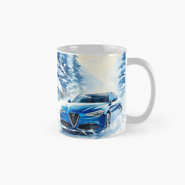 Item preview, Stylish Sports Car Cruising Through Snowy Mountain Forest Path designed and sold by RevUpDesign.