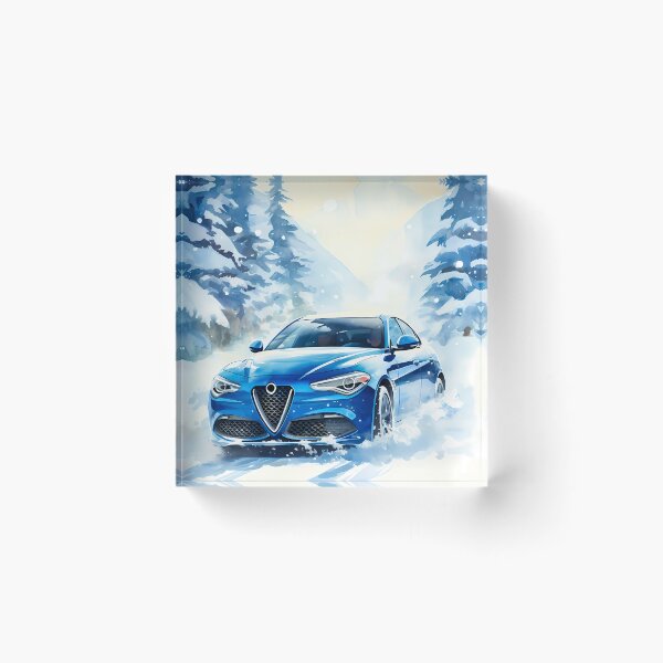 Item preview, Stylish Sports Car Cruising Through Snowy Mountain Forest Path designed and sold by RevUpDesign.