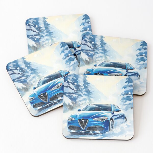 Item preview, Stylish Sports Car Cruising Through Snowy Mountain Forest Path designed and sold by RevUpDesign.