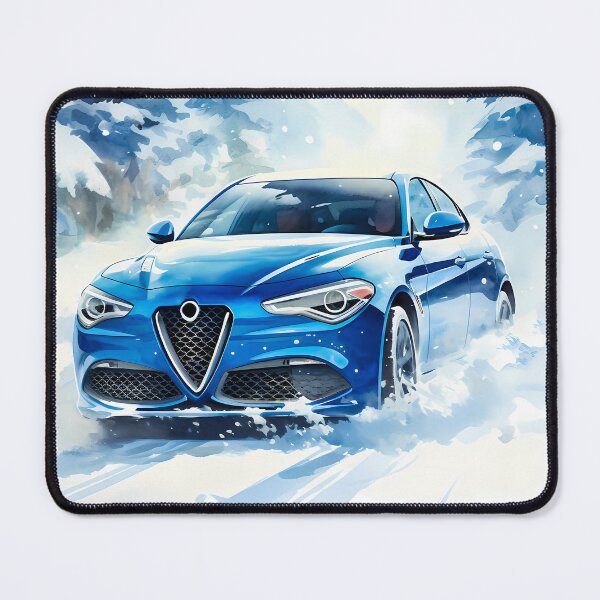 Item preview, Stylish Sports Car Cruising Through Snowy Mountain Forest Path designed and sold by RevUpDesign.