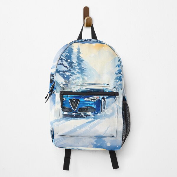 Item preview, Stylish Sports Car Cruising Through Snowy Mountain Forest Path designed and sold by RevUpDesign.