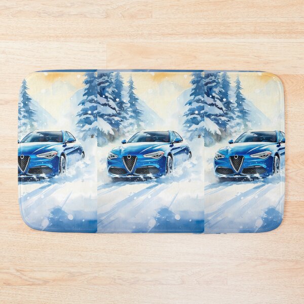 Item preview, Stylish Sports Car Cruising Through Snowy Mountain Forest Path designed and sold by RevUpDesign.