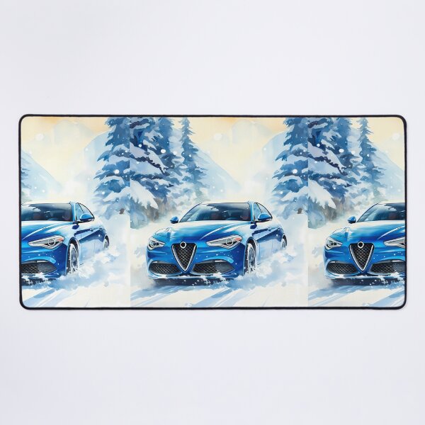Item preview, Stylish Sports Car Cruising Through Snowy Mountain Forest Path designed and sold by RevUpDesign.