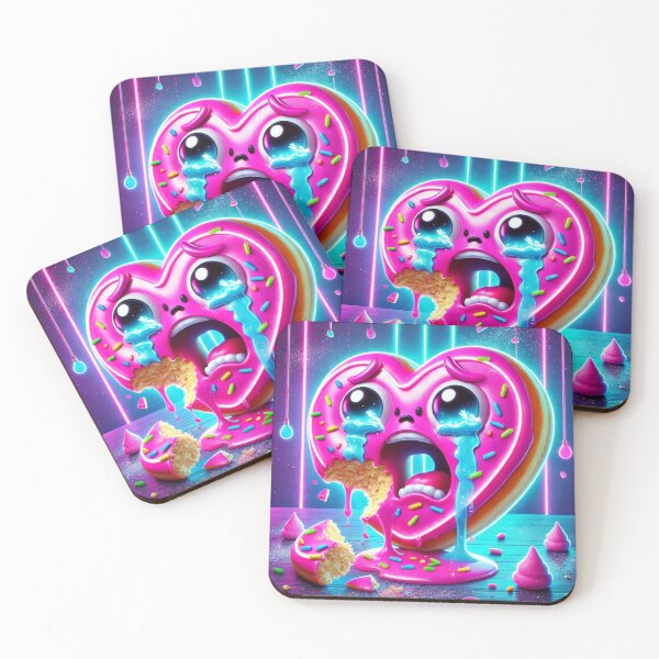 Item preview, Broken Heart Donut – Neon Emotional Art designed and sold by ComedyInkFactor.