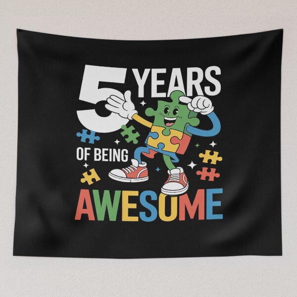 Item preview, 5 Year Old Birthday Autistic Boy Girl Autism Awareness designed and sold by Moxizz.