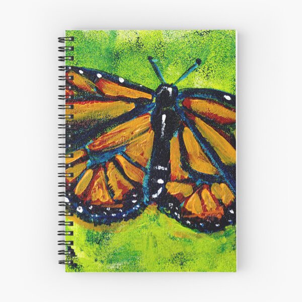 Item preview, art print monarch butterfly beautiful and posionous orange blue and acid green insect in the garden designed and sold by empressbat merch.