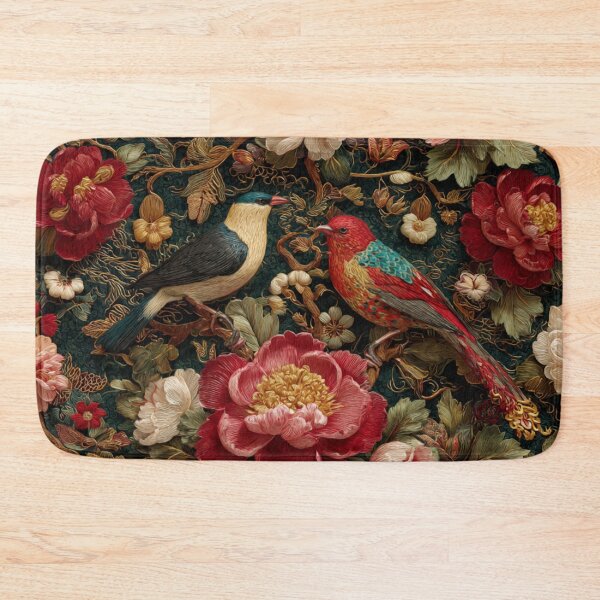 Item preview, Damask Silk Floral Colorful Birds Carpet designed and sold by GrinGalore.