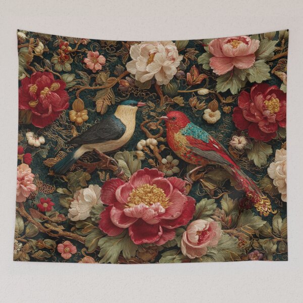 Item preview, Damask Silk Floral Colorful Birds Carpet designed and sold by GrinGalore.